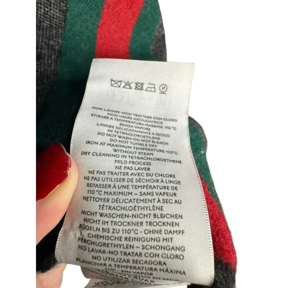 Gucci NWT Nikky Wool GG Monogram Web Stripe Scarf in Grey